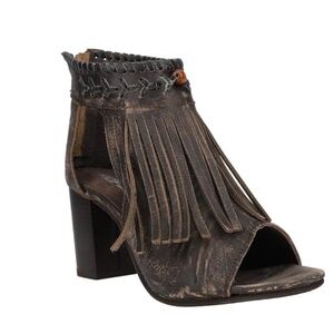 Roper Bettina Fashion Leather Open Toe Sandal Vintage Brown Sanded Fringe New